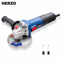 HERZO 1400W Taşınabilir 125MM Toz Koruyucu Elektrikli Beton Zemin Duvar Parlatma Makinesi Beton Açılı Taşlama Makinesi
