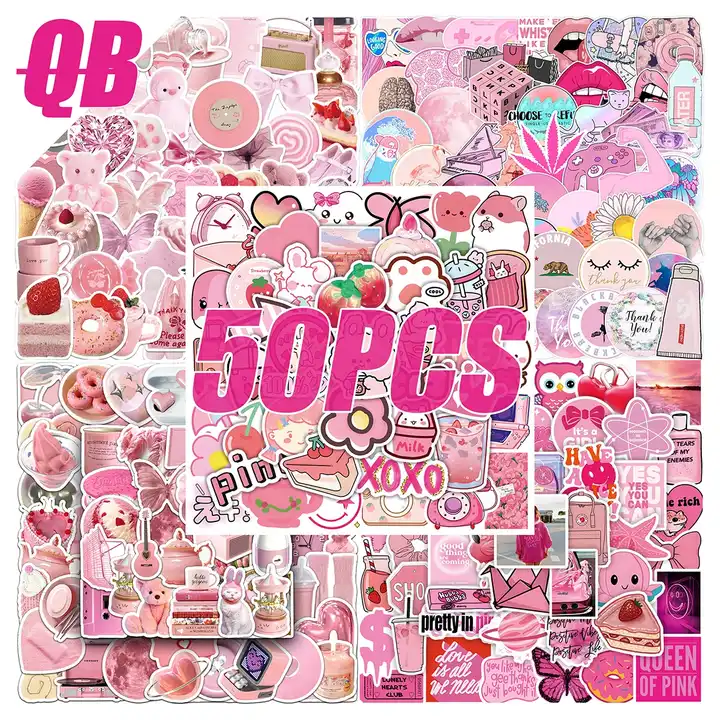 50pcs Cute Stickers for Girls, Purple Stickers Pack, Laptop Stickers,Water Bottles, Waterproof,Journal Stickers, Size: 4