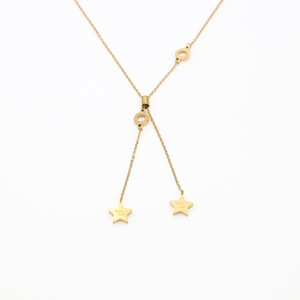Double Star Tassel Necklace Gold Zinc Alloy Adjustable Clavicle Chain For Women Gift Jewelry - Product Image 5