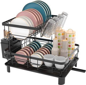 Égouttoir de comptoir en acier inoxydable pour la maison avec plateau de drainage et support pour ustensiles de cuisine, idéal pour la <span class=keywords><strong>vaisselle</strong></span> - Product Image 1
