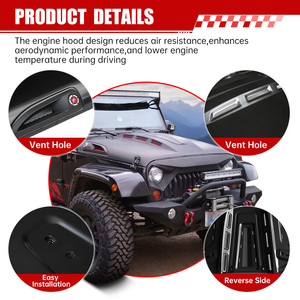 Capó de Repuesto Estilo Avenger Compatible con <span class=keywords><strong>Jeep</strong></span> Wrangler JK JKU Unlimited <span class=keywords><strong>Rubicon</strong></span> Negro 2007-2018 - Product Image 5