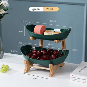 Table <strong>Plates</strong> Dinnerware Kitchen Fruit Bowl with Floors Partitioned Candy Cake Trays <strong>Wooden</strong> Tableware Dishes - Product Image 3