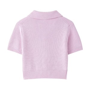 Zevity 2025 Damen Casual Schleifenverzierter Kurzarm-Strickpullover aus Polyester mit Umlegekragen <span class=keywords><strong>Cardigan</strong></span> Mantel Oberteil SW2610 - Product Image 2