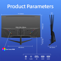 Monitor Curvo R&E de 32 Pulgadas, 1080P IPS, Sin Marco, 240Hz, Tiempo de Respuesta de 1ms, 120% SRGB, Interfaz DP para Uso Empresarial/Juegos