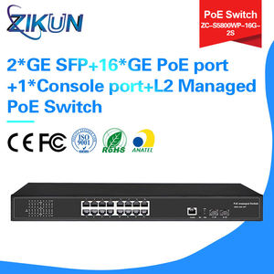 Commutateur PoE géré L2 S5800WP-16G-2S avec 2 ports SFP+, 16 ports PoE, 1 port console, fibre optique Gpon FTTx Zikun, LAN sans fil - Product Image 6