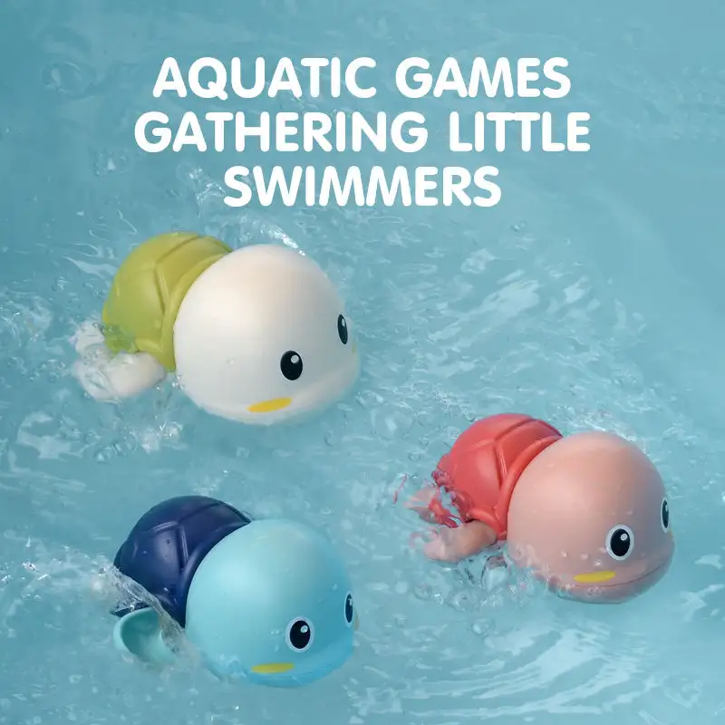 Zhorya Cute Swimming Turtle Bath Toys Floating Wind Up Small Bathroom Toys Water Animal Bath Toy For Kids