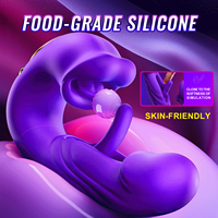 Masseur lingual multifonctionnel 3-en-1 en silicone en forme de U, rechargeable par USB, avec 7 modes de battement/vibration/léchage, jouet sexuel
