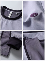Camiseta de Manga Larga con Estilo Tecnológico y Parches en Contraste, Cuello Redondo, Corte Holgado, Transpirable, Informal y Deportiva