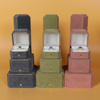 Boîte à bijoux en velours de forme octogonale, boîte d'emballage de bijoux de luxe avec logo personnalisé SIFOO, ensemble de boucles d'oreilles, collier, bague, bracelet