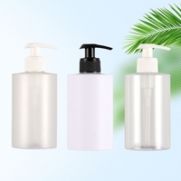 Botol sampo plastik PET silinder putih 300ml, pompa Lotion 500ml botol kosong pembersih tangan bening buram