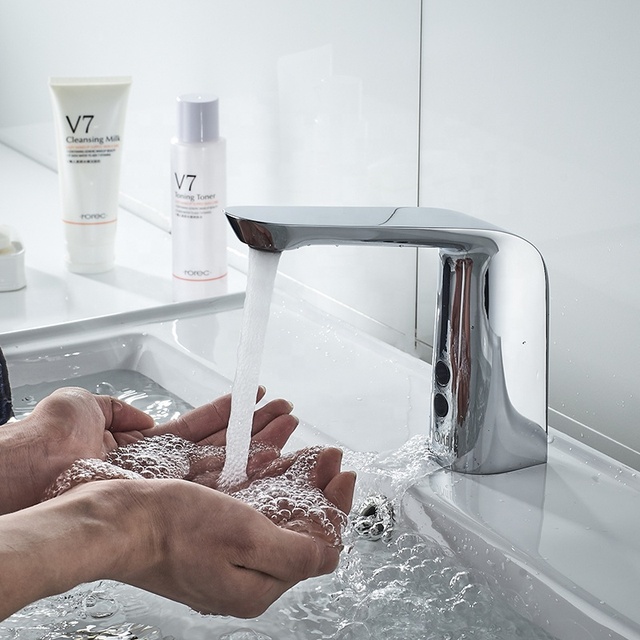Momali Chrome Touchless Induction Bathroom Tap Mixer Automatic Touch Sensor Brass Basin Tap Sink Smart Faucet