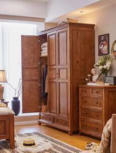 Armoire de chambre principale de style pastoral américain, série rétro classique, bois de cerisier rouge, design personnalisé, imperméable - Product Image 3