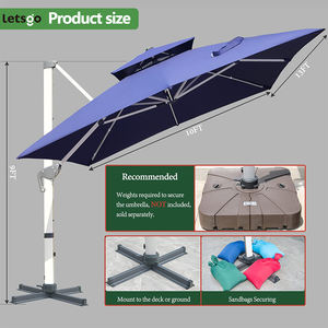 Le jardin en porte-à-faux excentré de 10 pieds a mené le parasol extérieur de patio de parapluie avec les lumières solaires - Product Image 3