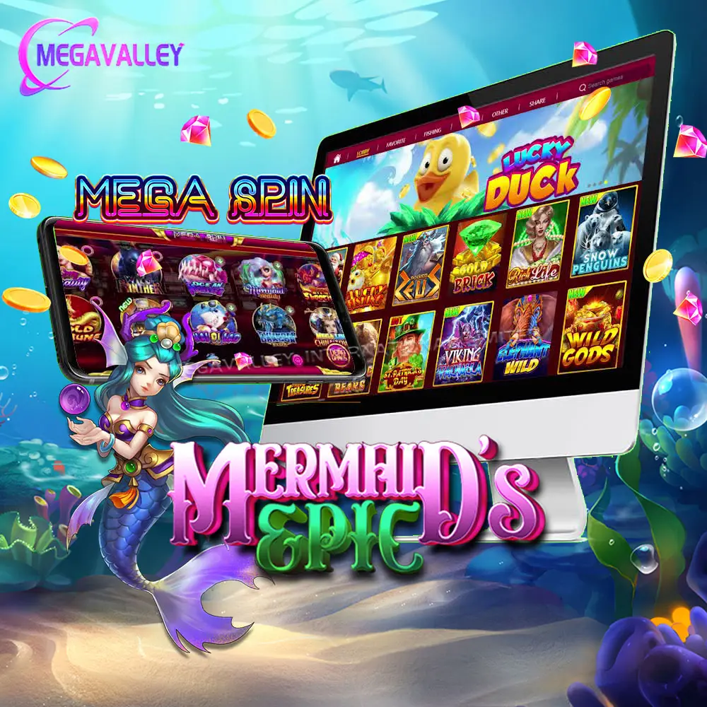 메가 스핀 게임 새로운 모바일 플레이 인어 물고기 소프트웨어 유통 업체 온라인 게임 포인트 판매