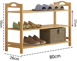 <span class=keywords><strong>Dimensioni</strong></span> durevoli e robuste scarpe Rack 3 livelli fai da te scarpe di bambù autoportanti Organizer per ripiani per ingresso camera da letto domestica - Product Image 3