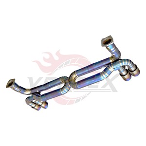 Système d'échappement sport Vortex Titanium Straight Pipe compatible avec Porsche 911 991.2 Turbo S, kit X-Pipe bleu brûlé. - Product Image 3