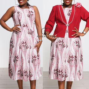 Jupe à imprimé floral, vêtements pour femmes africaines grandes tailles, robe pour femmes, robe d'église turque, veste courte unie formelle, costume de robe - Product Image 4