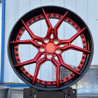 Jantes forgées haut de gamme bicolores brossées rouge et noir brillant 5*114.3 5*120 5*127 18 19 20 21 22 pouces pour Mustang Challenger Camaro
