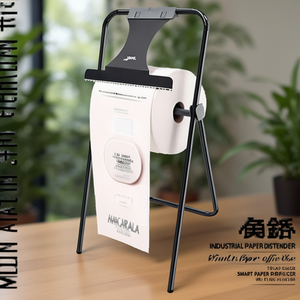 Dispenser di carta industriale con supporto a treppiede e taglierina per uso ufficio - Product Image 3