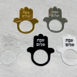 हैमसा हाथ का सजावट शलम नैपकिन धारक शेब्बैट टेबल डेकोर एक्रिलिक नैपकिन रिंग - Product Image 6