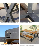En stock mobilier de jardin extérieur imperméable moderne patio salle à manger pub commercial parc plage en bois table de pique-nique et ensemble de chaises