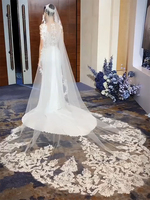 Mariée Robe De Mariée Voile Fantaisie Broderie Ins Long et Grand Traînant Français Dentelle Couverture De Mariée Ivoire Voile