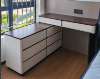 Coiffeuse moderne style rétro français Coiffeuse légère de luxe en bois massif pour maquillage Armoire seau intégrée pour chambre à coucher