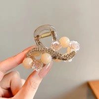 Pince à cheveux élégante en strass en forme de fleur pour femme, petite pince requin tendance pour filles
