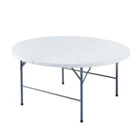 Table ronde pliable portable en moulage par soufflage pour l'extérieur, table à manger ronde simple et peu encombrante pour la maison