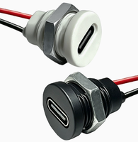 Connecteur USB-C étanche à montage sur panneau, port de charge femelle Type-C rond avec écrou de verrouillage M12, 5V 3A 2P, câble PH2.0, découpe de 12 mm