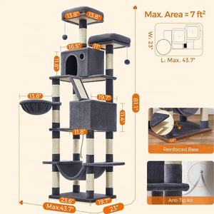 <span class=keywords><strong>Arbre</strong></span> <span class=keywords><strong>à</strong></span> <span class=keywords><strong>chat</strong></span> d'intérieur multi-niveaux en peluche de 81,1 pouces avec hamac pour chats adultes de grande taille - Product Image 2