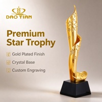 Trophée Coupe Étoile Dorée en Gros, Personnalisable avec Logo et Nom Gravés, Design Flamme, Récompense en Résine pour Concours, Festival de Films, Cérémonie Sportive