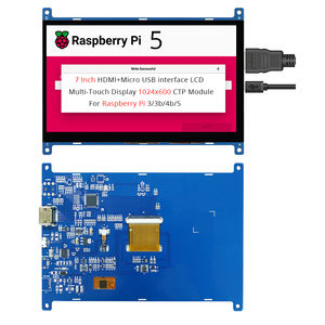 Waiken 7 inç ahududu Pi HD MI + mikro USB arayüzü LED aydınlatmalı LCD çoklu dokunmatik ekran modülü 1024x600 CTP TFT Android/Linux - Product Image 1