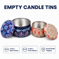 Boîte en fer blanc Mandala pour bougies 2.2oz 4.4oz, pour fabrication de bougies DIY et aromathérapie, avec couvercle, emballage cadeau, vente en gros