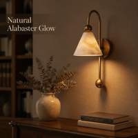 Applique murale LED dimmable en albâtre espagnol de luxe, finition dorée, sur mesure, OEM/ODM, vente directe usine, pour salon, entrée, décoration intérieure