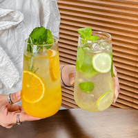 Groothandel OEM Borosilicaat Glazen Bekers Modern Minimalistisch Design Transparante Highball Glazen Tumbler voor Thuisgebruik Fruitthee Leverancier