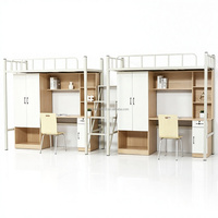 Lit superposé en métal Zoshine avec bureau et armoire intégrés pour dortoir universitaire – Vente en gros usine de mobilier scolaire