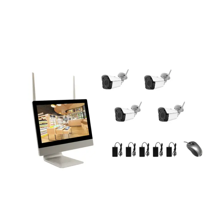 Outdoor 12 Pollici Schermo LCD Monitor IP 5MP Wifi CCTV NVR Kit Macchina Fotografica Della Pallottola Senza Fili Kit