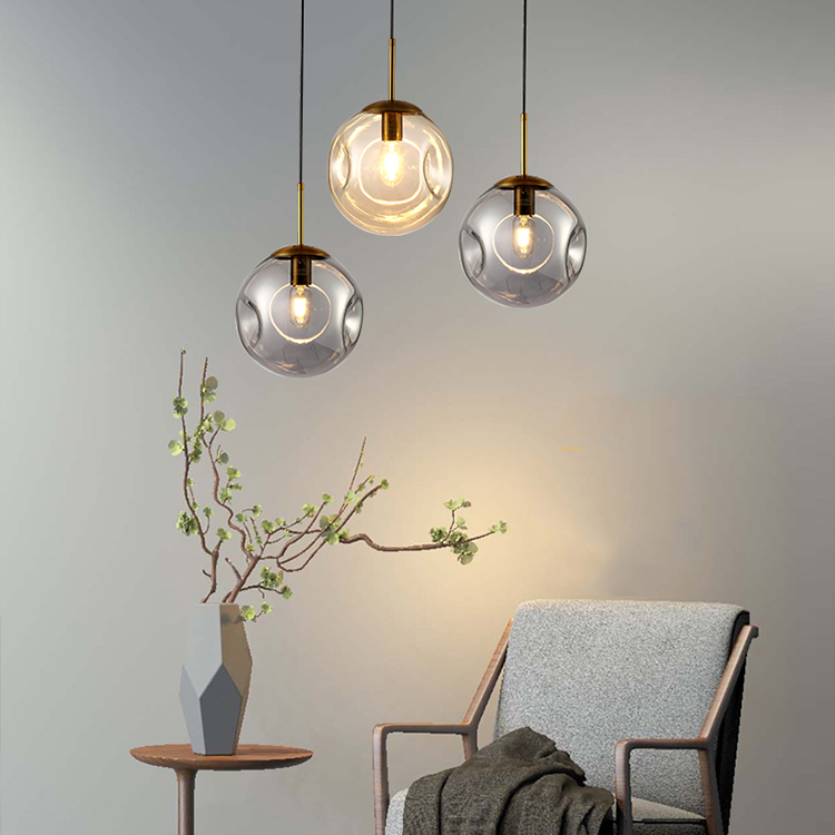 Nordic Glass Ball Hanging Lamp Modern Restaurant Kitchen Led Pendant Light