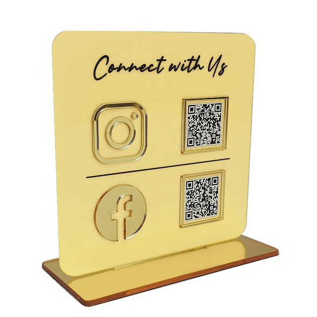 Custom Countertop Clear Acrylic QR Code Holder Payment QR Code Display Stand Social Media QR Code Sign Holder Wholesale