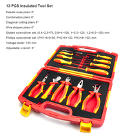 Kit d'outils à main isolés professionnel Velon 13 pièces 1000V en acier au chrome-vanadium, coffret rigide, modèle 544G pour véhicules électriques