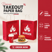 Sacs à emporter en papier kraft écologiques de luxe recyclables avec logo personnalisé, poignée, emballage alimentaire de qualité alimentaire pour les restaurants