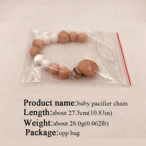 Bavoirs de dentition pour bébé en bois de hêtre personnalisés unisexe et attache-sucette avec laser en bois 20209-1 TK coffret cadeau en silicone pour bébé - Product Image 6