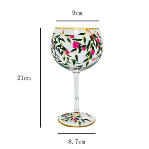 Verres à vin personnalisés OEM/ODM avec bordure dorée, motif floral, gobelet grande capacité, verre en cristal, cadeau créatif, verre à vin rouge - Product Image 3