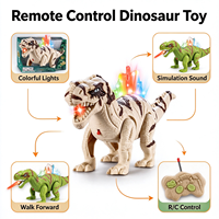 Mainan Dinosaurus Berjalan dengan Remote Control, Dilengkapi Lampu dan Suara