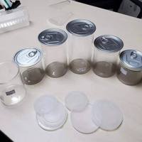 Bocal cylindrique en plastique PET transparent personnalisé avec anneau de traction pour l'emballage des aliments bocaux de beurre d'arachide