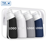 Lot de 4 flacons de voyage en silicone de qualité alimentaire approuvés par la TSA, étanches, écologiques, pour cosmétiques, soins de la peau, sérum, lotion, shampoing