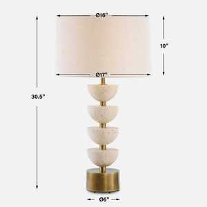Lampe de table moderne en ciment avec base dorée et abat-jour crème pour salon, chambre, café, décoration - Product Image 3