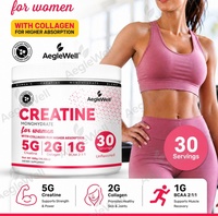 OEM/ODM AegleWell Poudre de créatine pour femmes avec collagène, absorption élevée, soutien à la force, gain de masse fessière, récupération musculaire post-entraînement