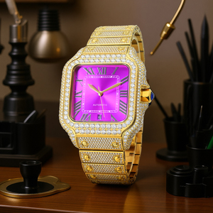 Reloj Cuadrado VVS D Color Moissanite para Hombre, Estilo Hip Hop, Completamente Cubierto de Moissanite, Reloj de Pulsera con Cristal de Zafiro - Product Image 1